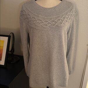 Talbots Cable-Yoke Cotton Sweater